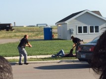 Officers demonstrate a high pursuit chase.